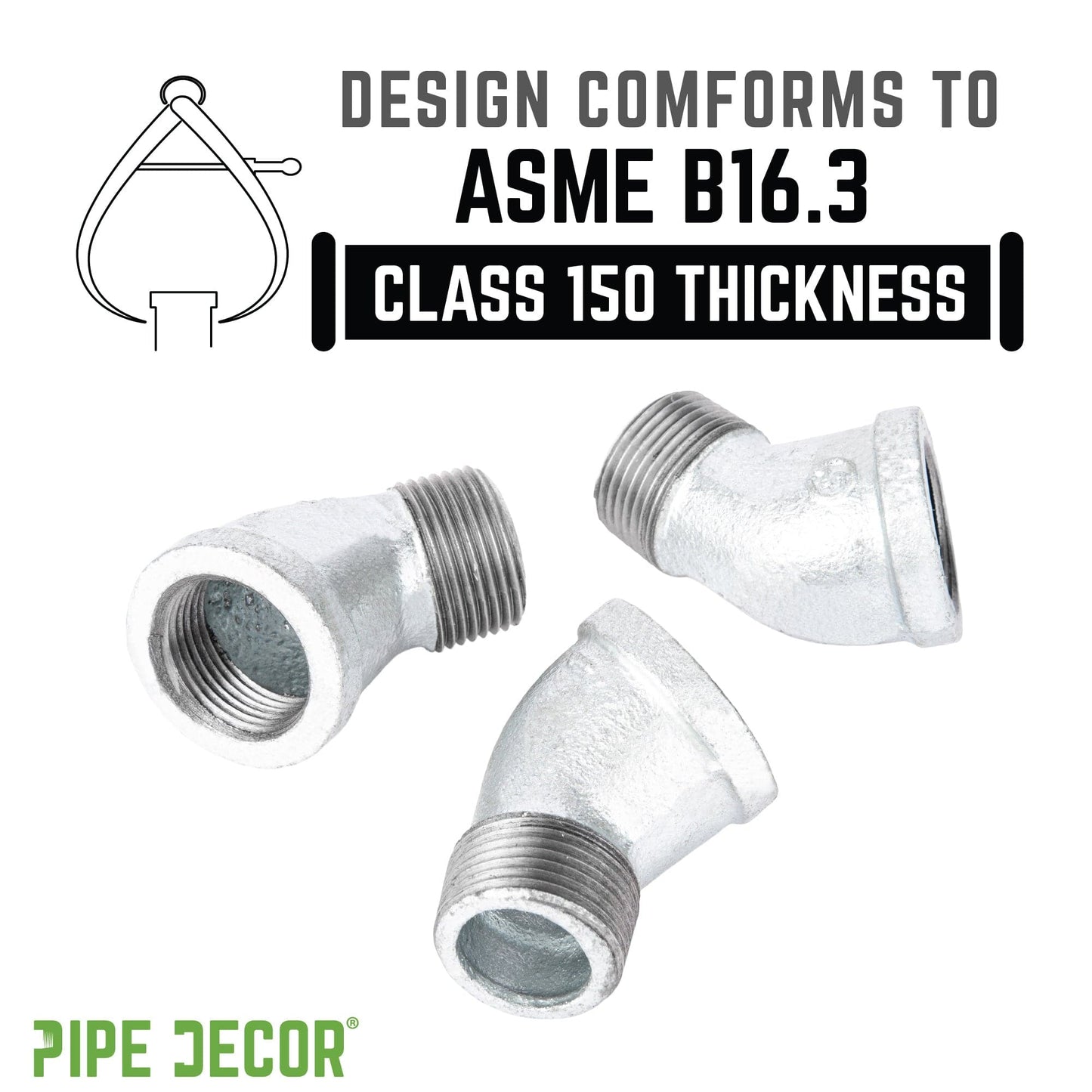 2 in. Galvanized Iron 45 Degree Street Elbow