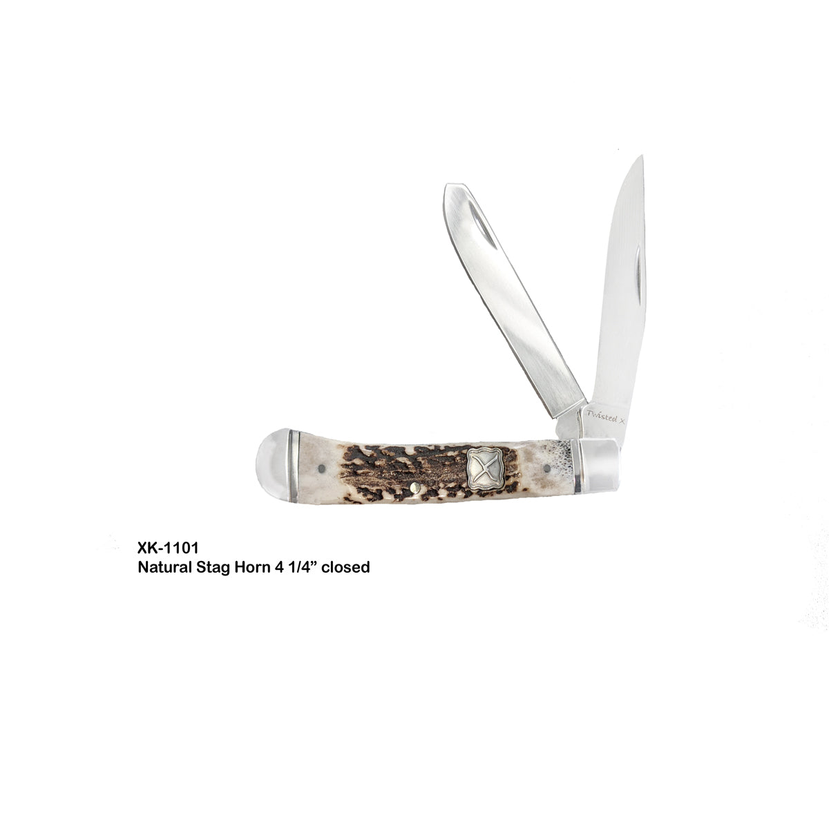 TWISTED X FOLDING KNIVES- FOLDING STAINLESS STEEL HANDLE DOMS STAG HORN