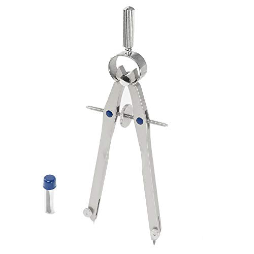 Pacific Arc Metal Professional Compass, Perfect Spring Bow Compass for Math, Geometry, or Drafting, Up to 8" Diameter Large, Comes with Lead and Lock