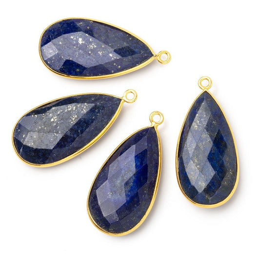 31x16.5mm Vermeil Bezel Lapis Lazuli Faceted Pear Pendant 1 piece