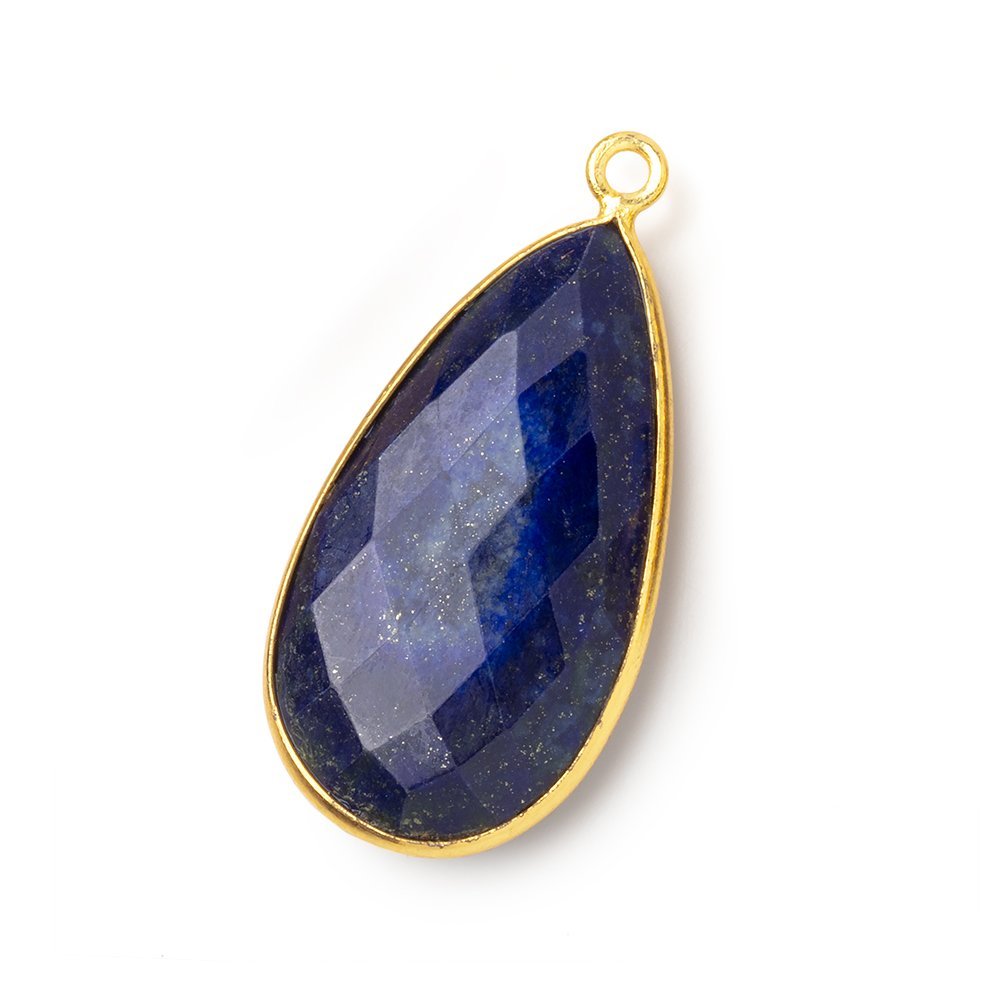31x16.5mm Vermeil Bezel Lapis Lazuli Faceted Pear Pendant 1 piece