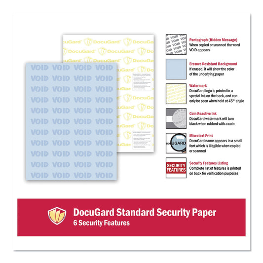 DocuGard Medical Security Papers, 24 lb Bond Weight, 8.5 x 11, Blue, 500/Ream