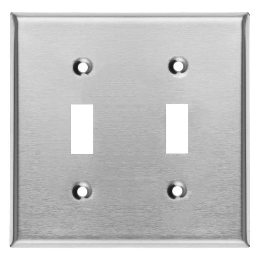 2 Gang Stainless Steel Toggle Switch Wall Plate Cover - Hardware + Construction » Electrical » Wallplates, * Made in USA *, Small Business Sellers, Sellers in New York, Products from Wallplate.Store, Hardware + Construction » Electrical, All Products, 🛠️ Tools + Hardware - Little Red General Store