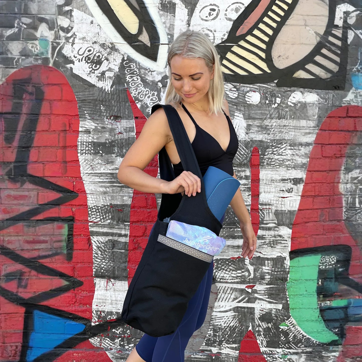 JupiterGear Yoga Mat Carrying Tote Bag with Large Size Pockets | Multipurpose and Fit Most Size Mats