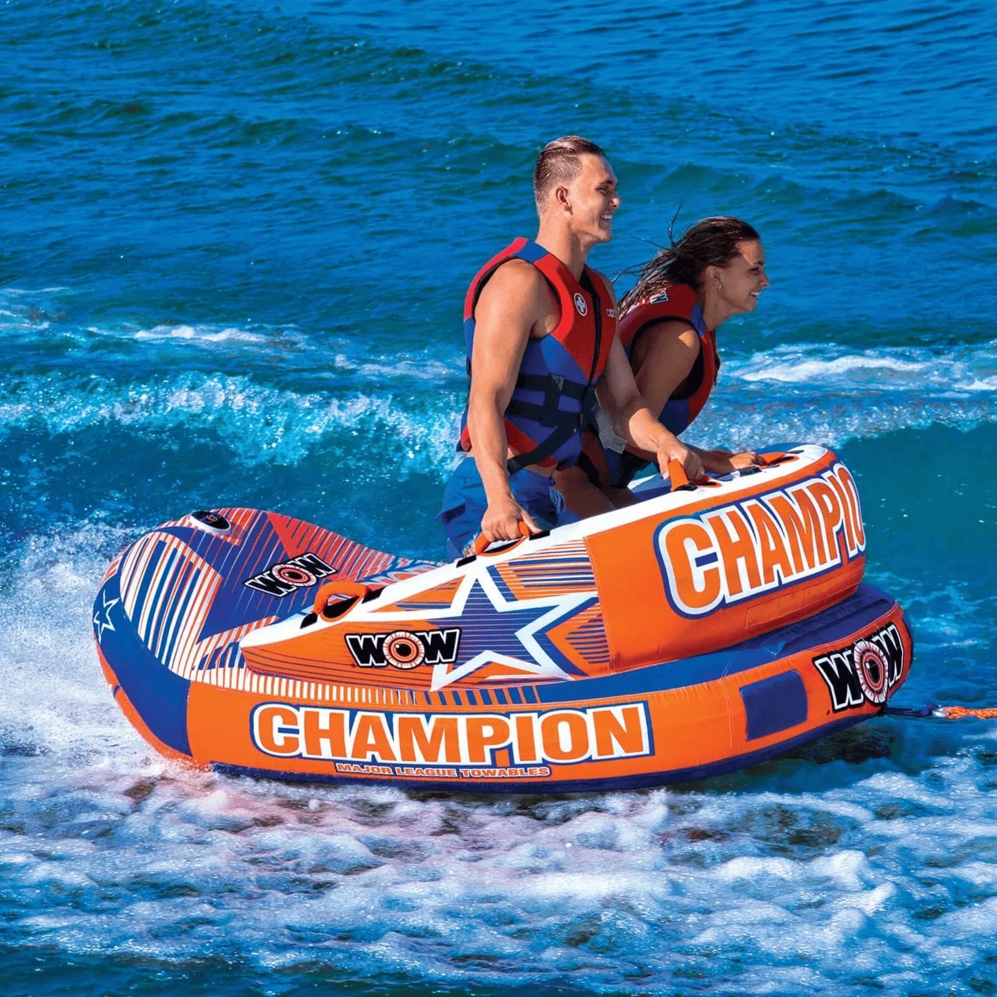 WOW Watersports Champion 2-Person Towable with EZ-Up Nose for Minimal Drag and Footrest