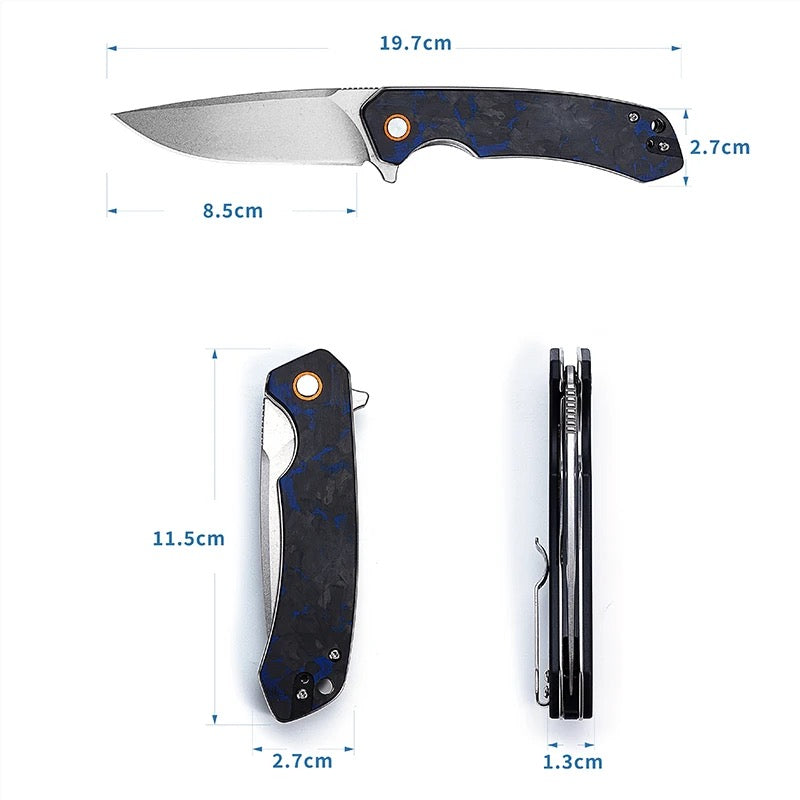 Ranger D2 Steel EDC Pocket Knife with G10 Handle & Leather Case