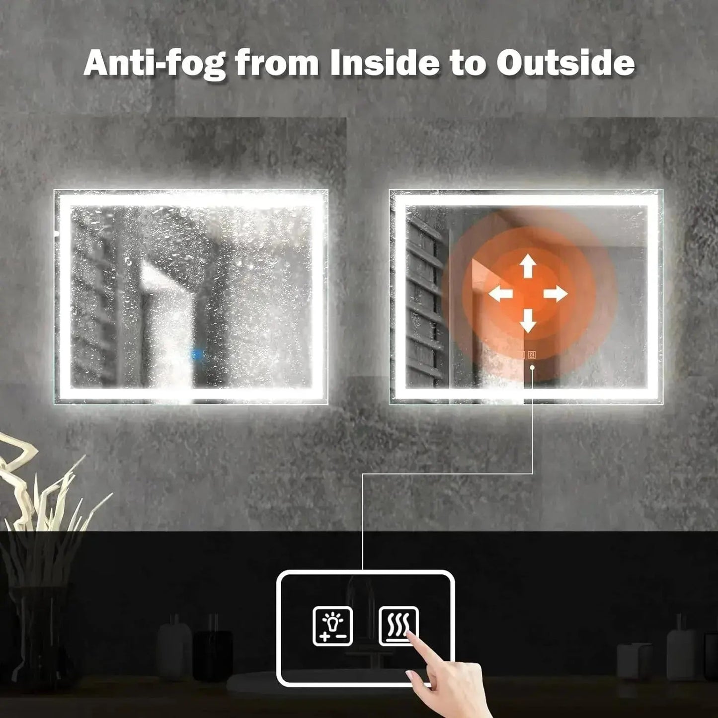 36 x 24  Inch Center Glow LED Bathroom Mirror