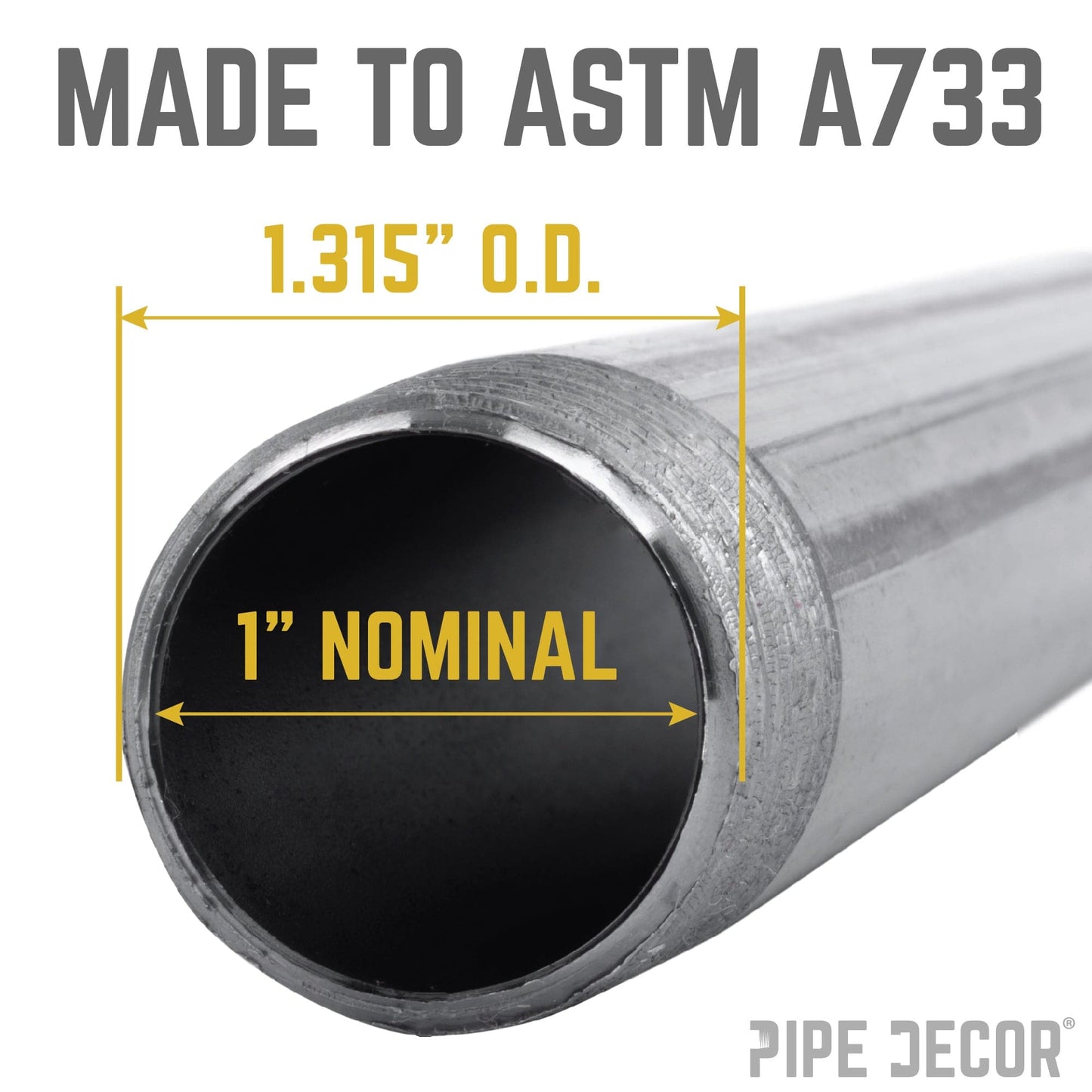 1 in. x 2 1/2 in. Black Pipe