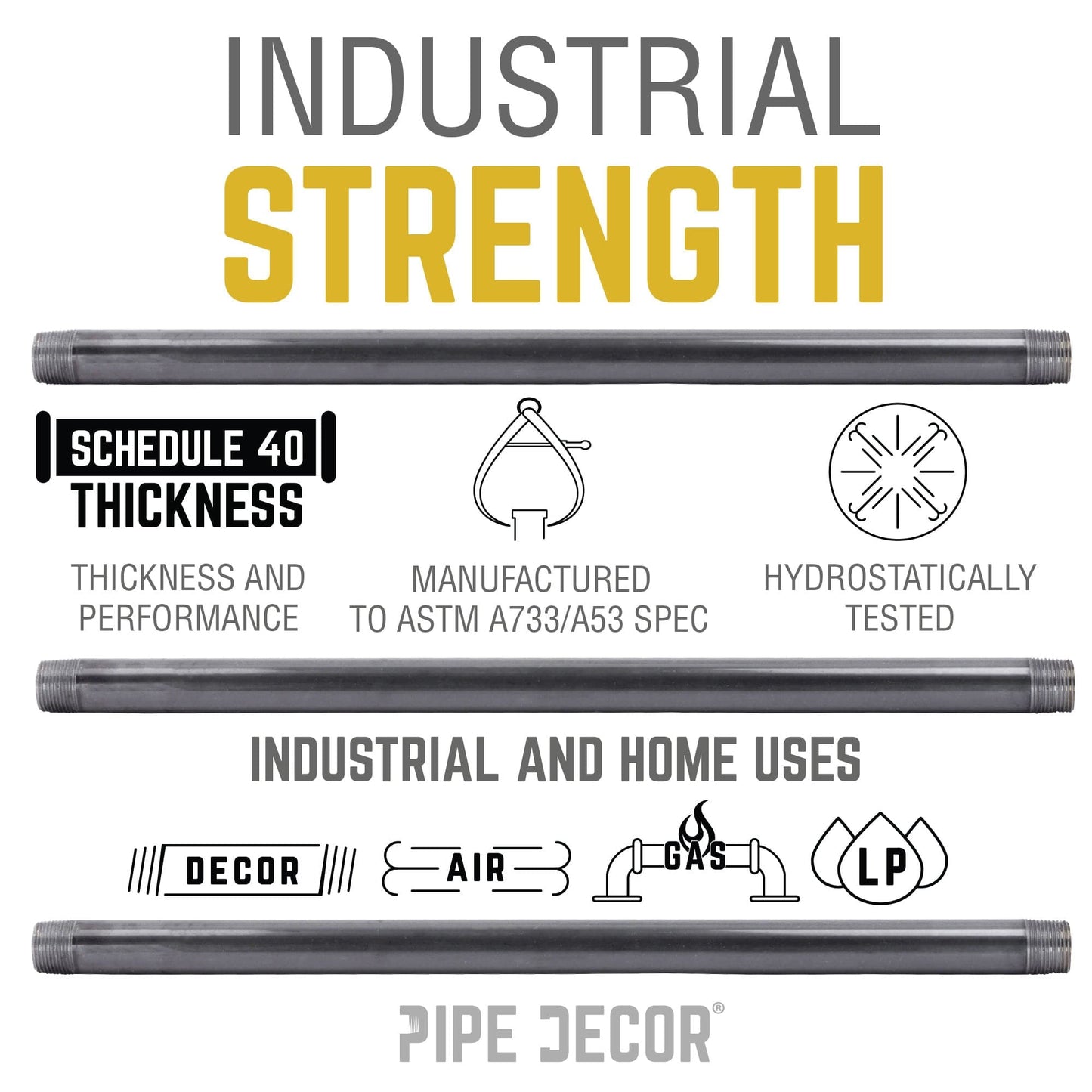 1 1/2 in. x 10 in. Black Pipe