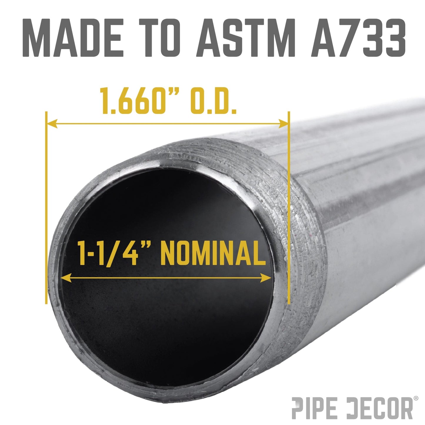 1 1/4 in. x 8 in. Black Pipe