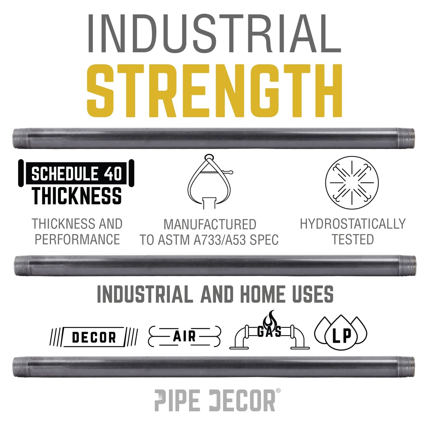 1/2 in. x 8 in. Black Pipe