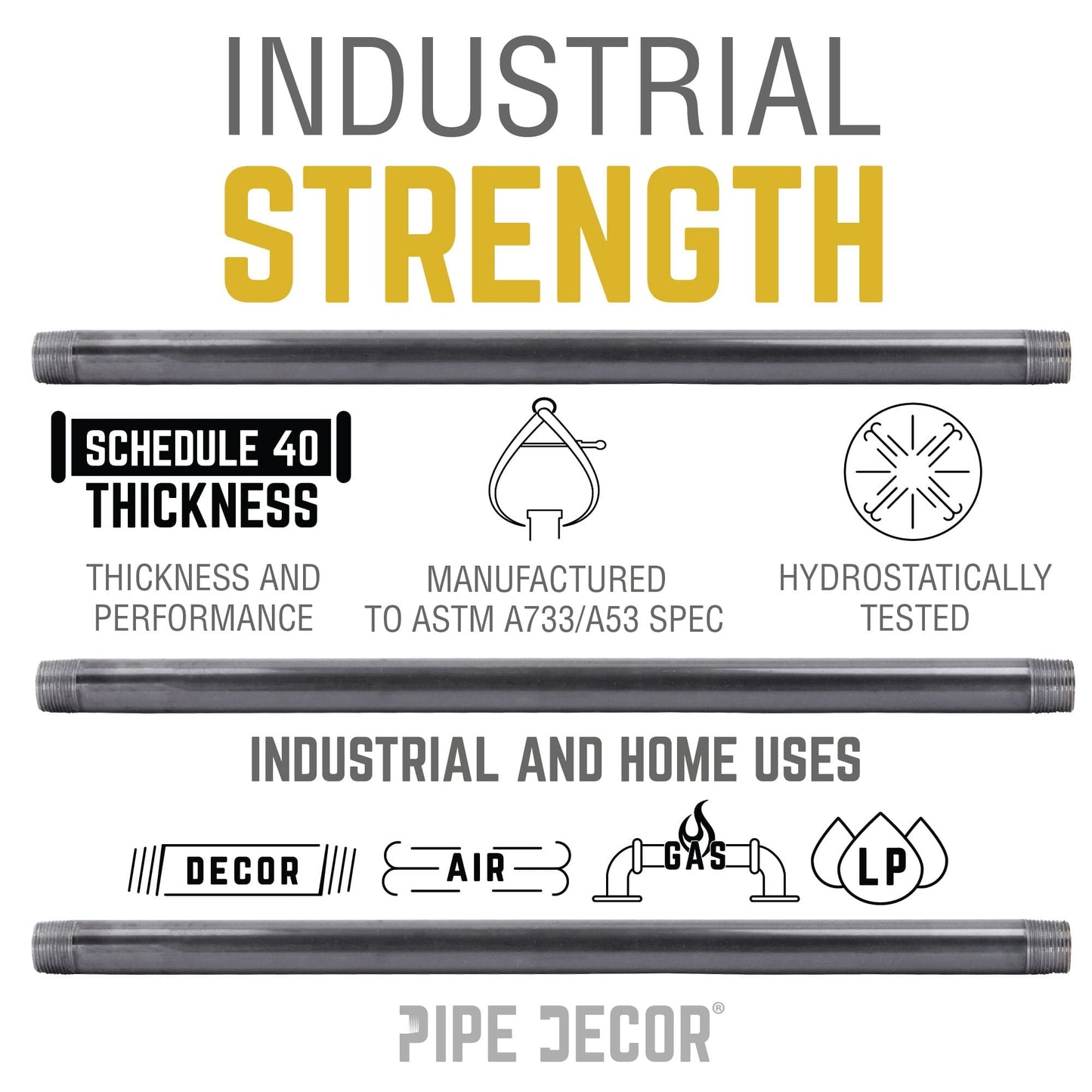 2 in. x 6 in. Black Pipe