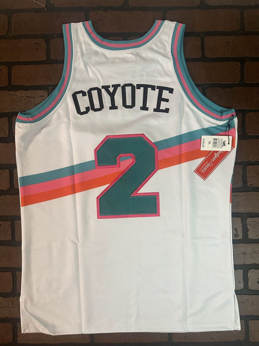 WILE E COYOTE/SAN ANTONIO White Headgear Classics Basketball Jersey~New~XL 2XL