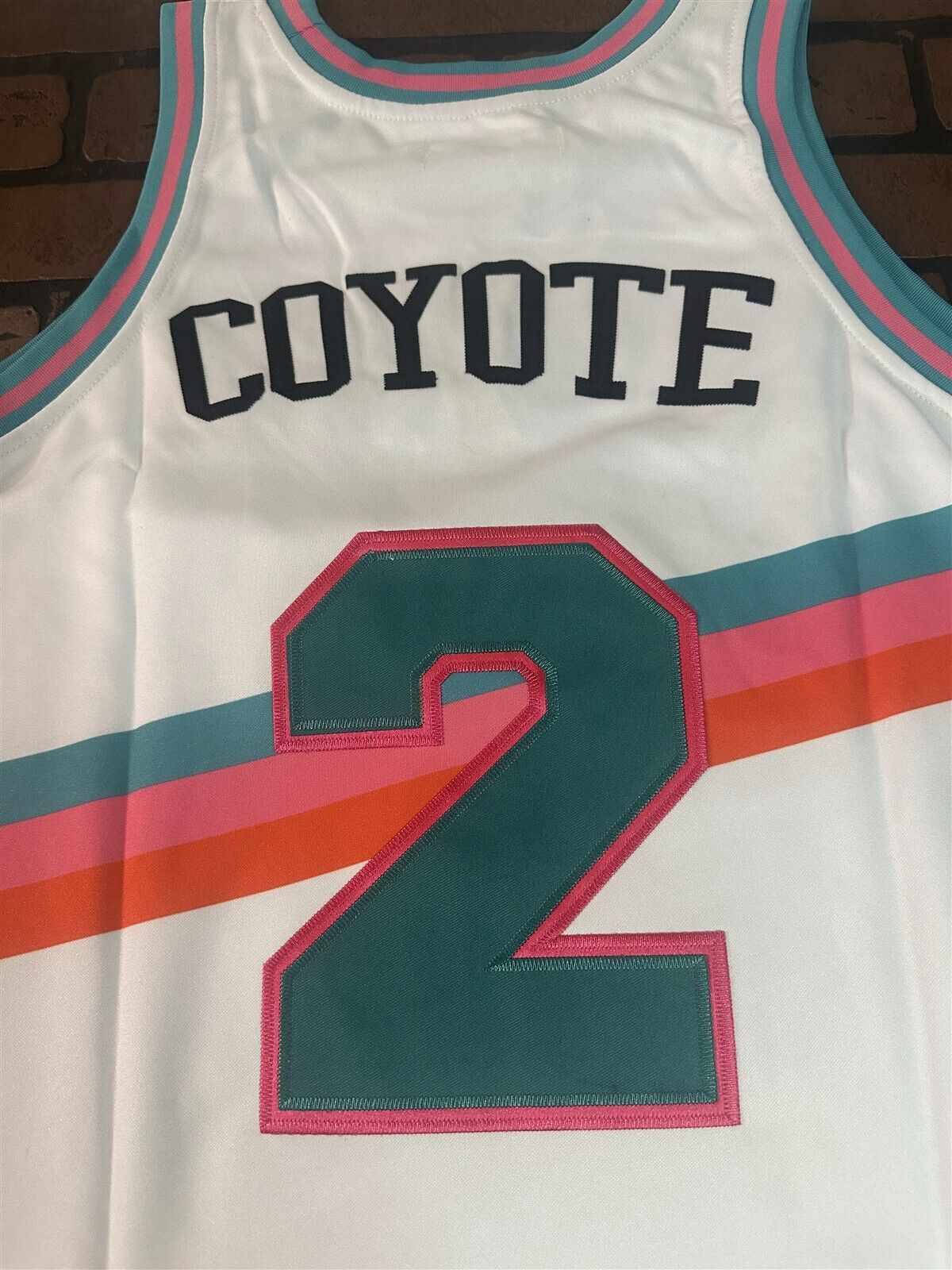 WILE E COYOTE/SAN ANTONIO White Headgear Classics Basketball Jersey~New~XL 2XL