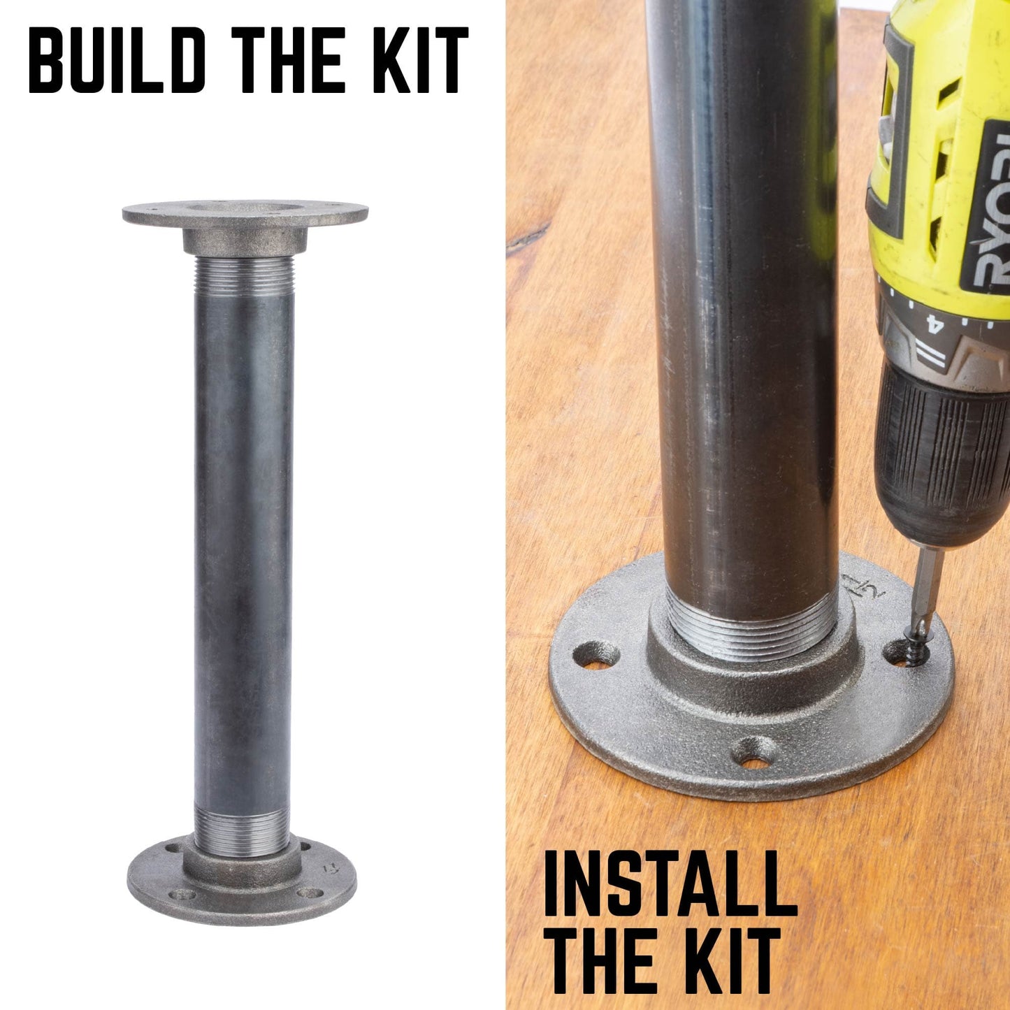 1 1/2 in. x 12 in. Round Flange Pipe Table Legs - 2 Pack