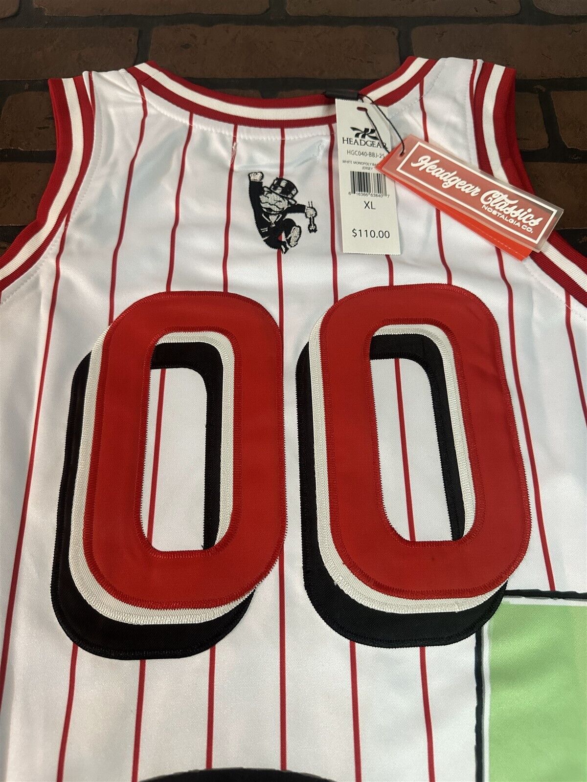 MONOPOLY White Headgear Classics Basketball Jersey ~Never Worn~ XL