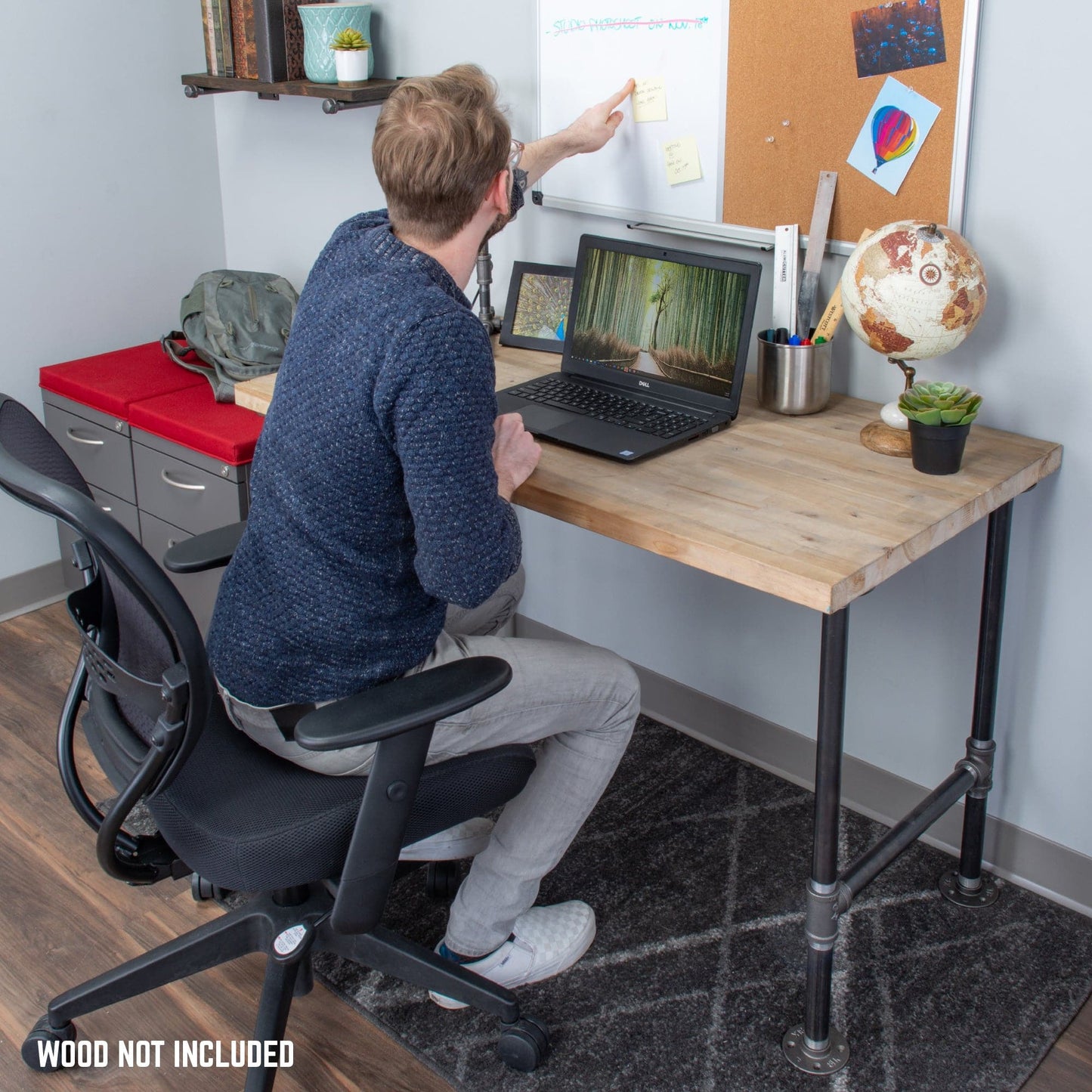 1 in. Heavy Duty H Round Flange Pipe Desk Legs - 2 Pack