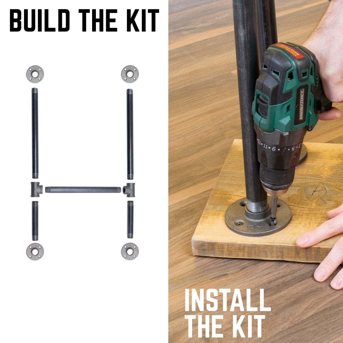 1 in. Heavy Duty H Round Flange Pipe Desk Legs - 2 Pack