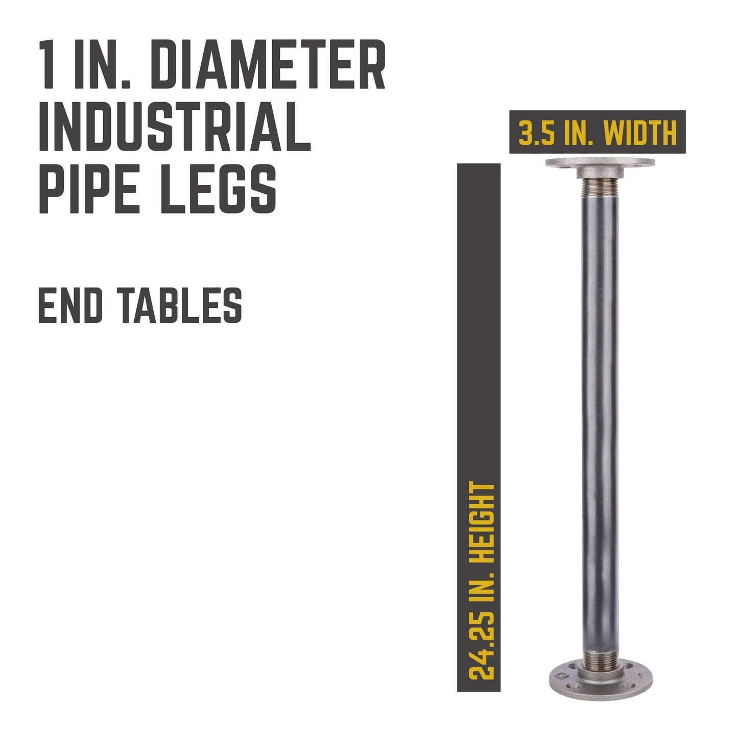 1 in. x 24 in. Round Flange Pipe Table Legs - 4 Pack