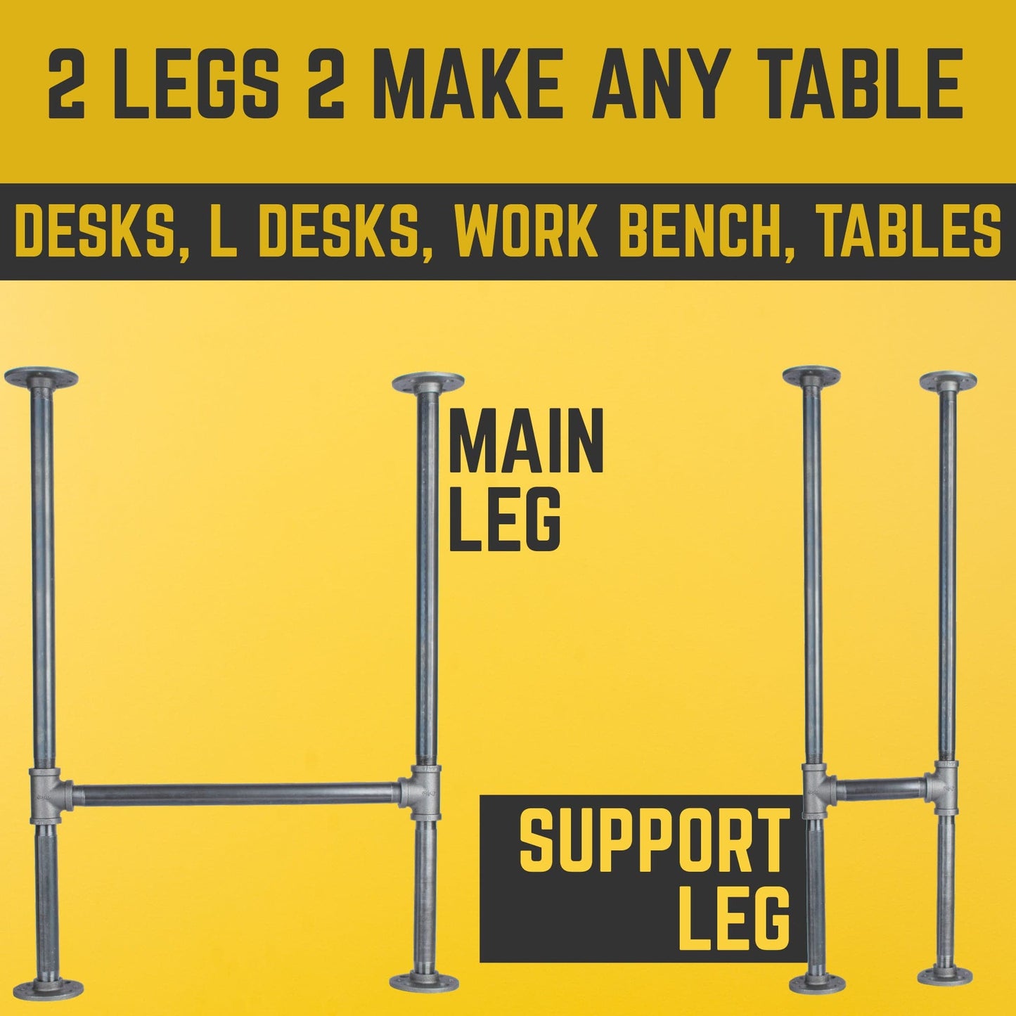 3/4 in. H Pipe Desk Support Leg - 1 Leg