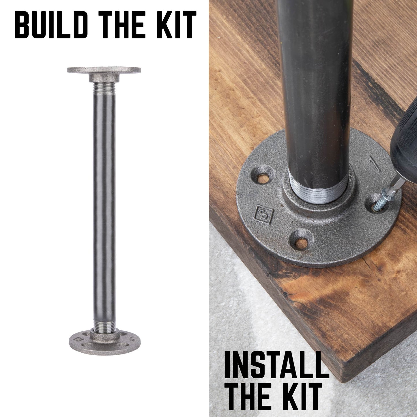 ¾ in. x 12 in. Round Flange Pipe Table Legs - 4 Pack