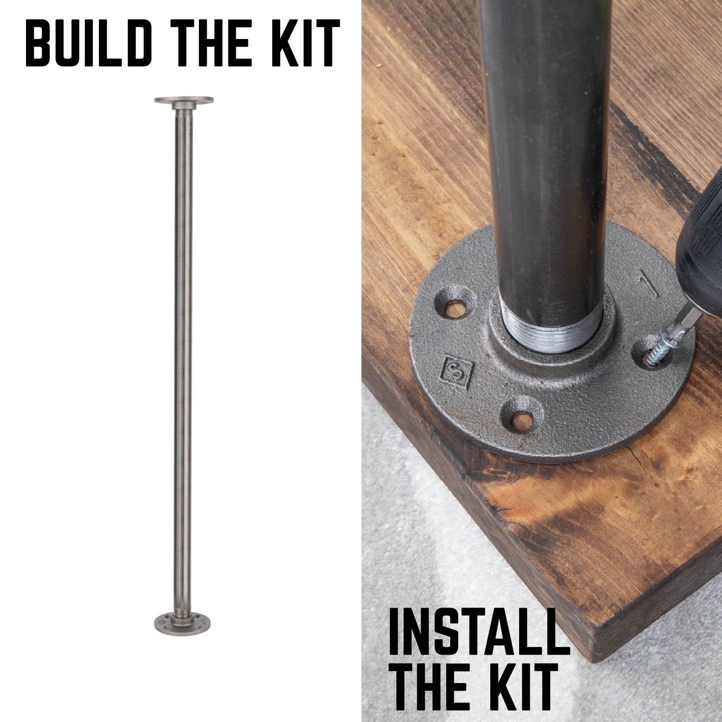 ¾ in. x 30 in. Round Flange Pipe Table Legs - 4 Pack