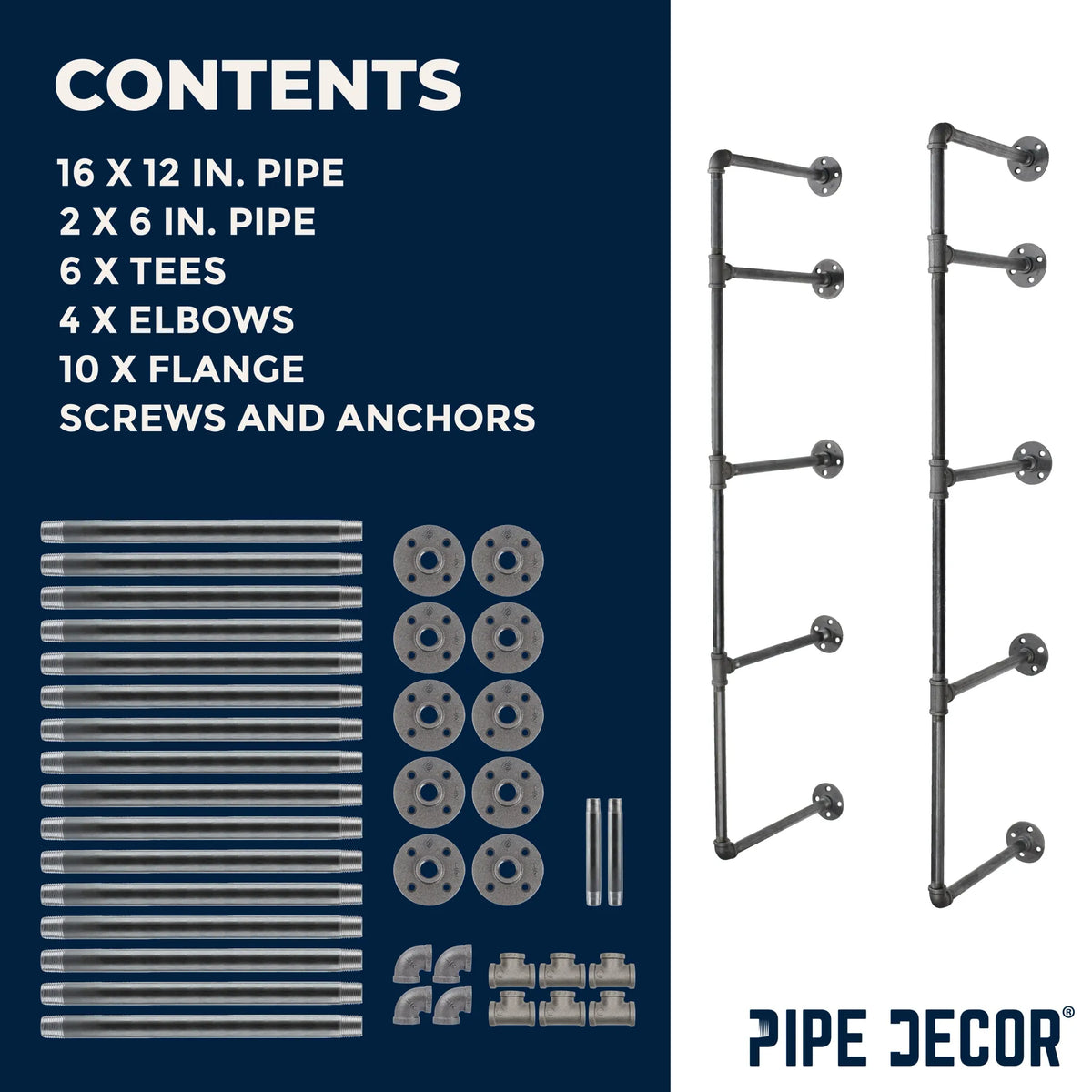 4 -Tier Wall Mounted Shelf By PIPE DECOR - 🆕 New Arrivals, Sellers in Illinois, All Products, Products from Pipe Decor - Little Red General Store