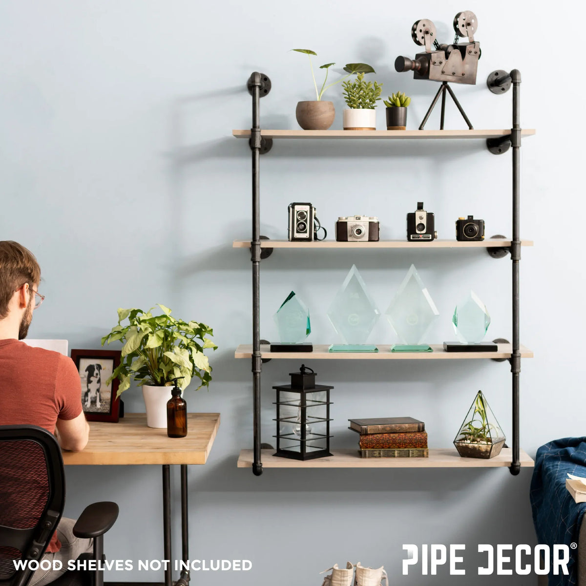4 -Tier Wall Mounted Shelf By PIPE DECOR - 🆕 New Arrivals, Sellers in Illinois, All Products, Products from Pipe Decor - Little Red General Store