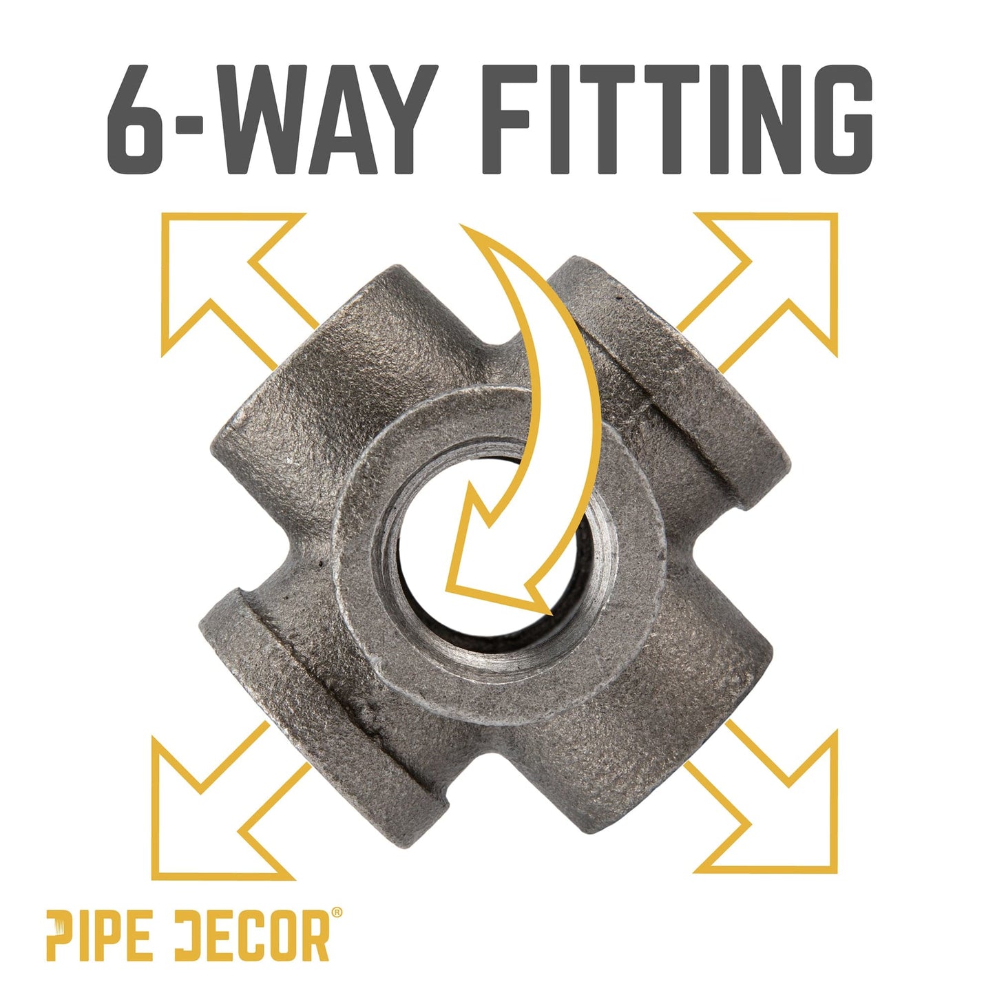 1 in. Black 6-Way Fitting