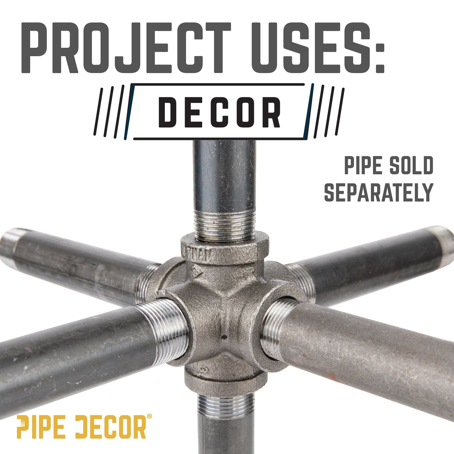 1 in. Black 6-Way Fitting