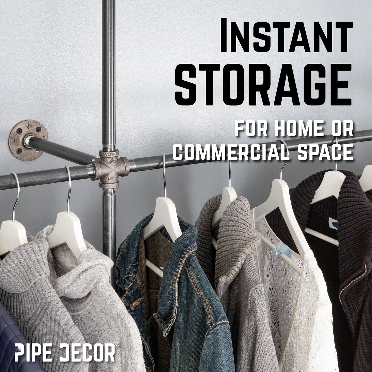 115 in. Wall Mounted Clothing Rack, Triple