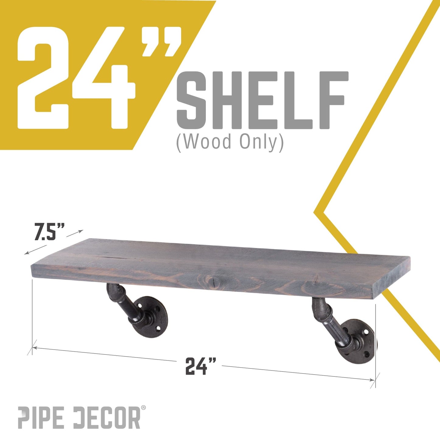 RESTORE Riverstone Grey 24 in. Wood Shelf (Wood Only)
