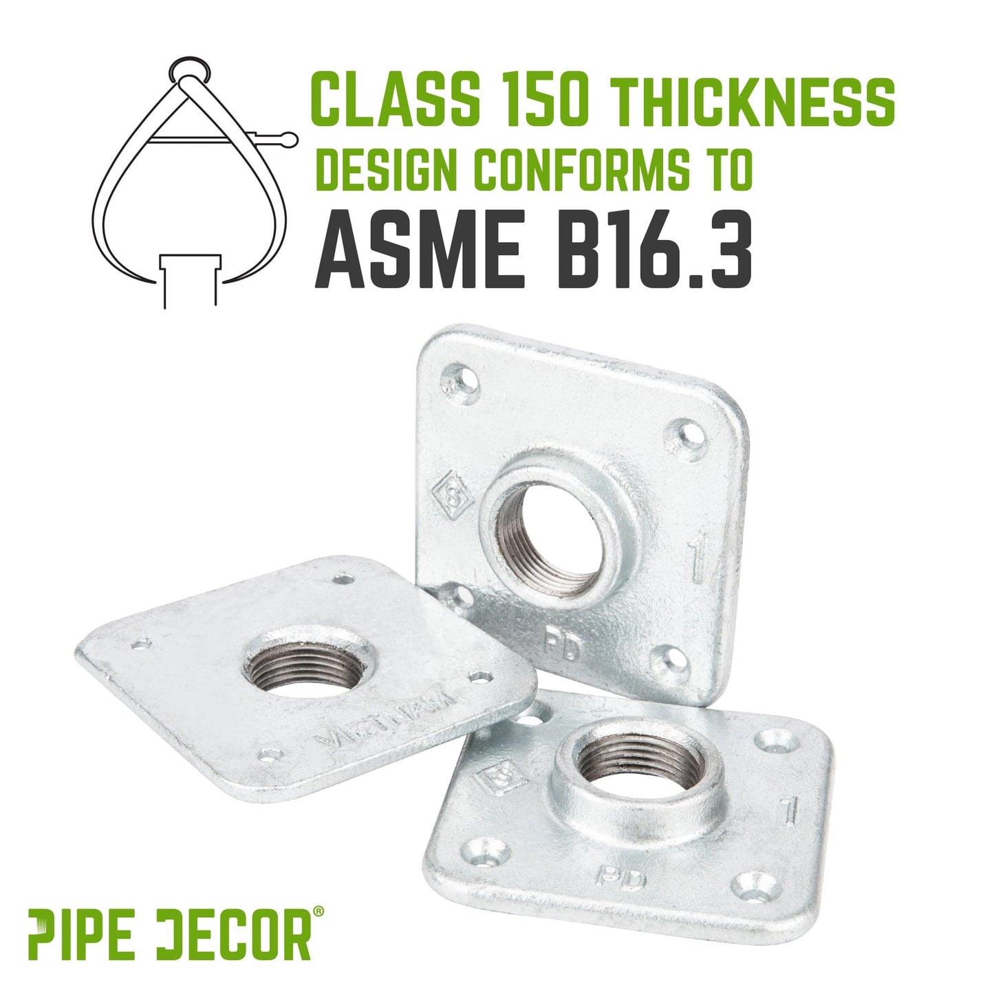 1 in. Galvanized Square Floor Flange