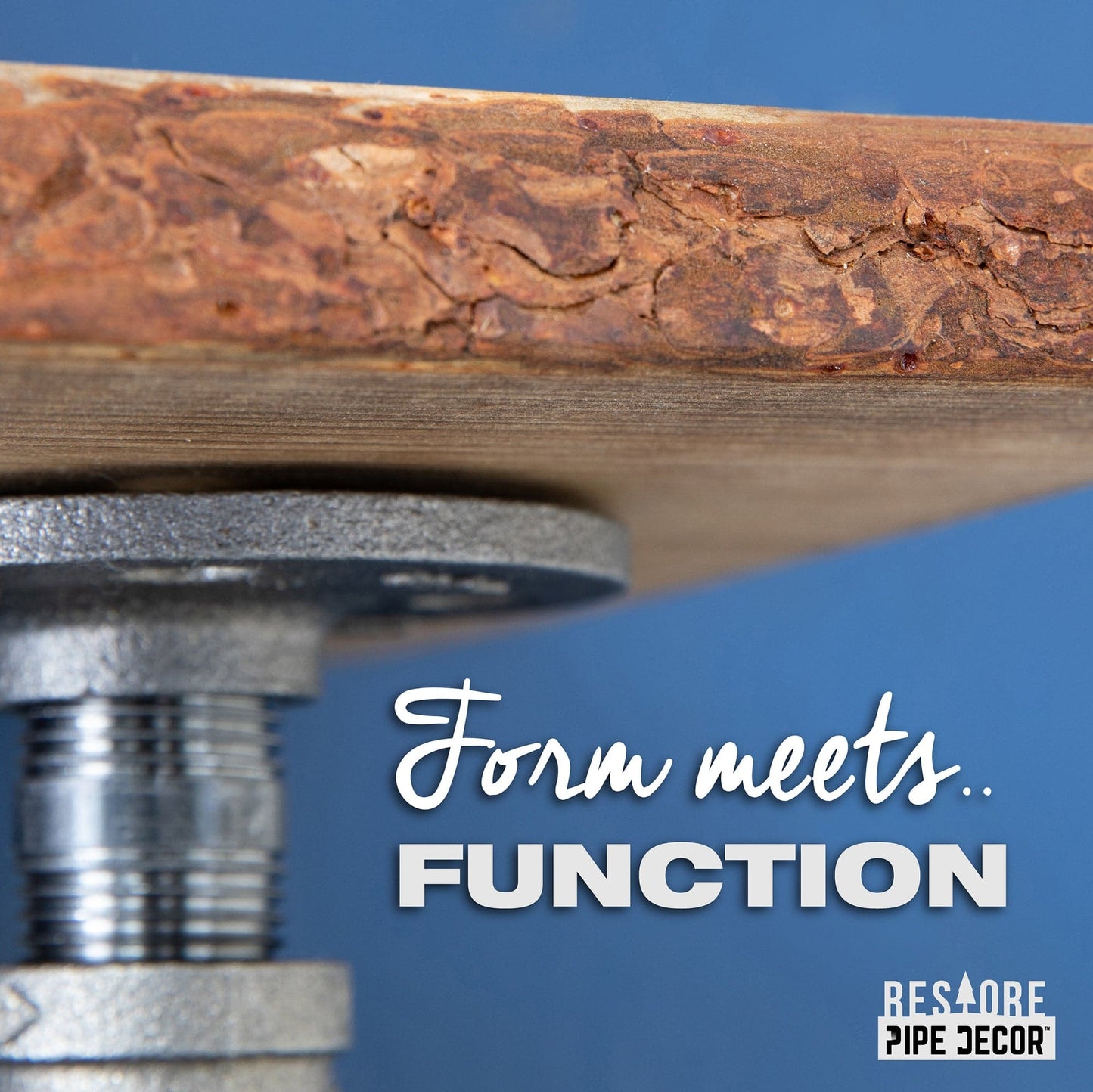 24” Riverstone Grey Live Edge Wood Shelf with L-Shaped Pipe Brackets (2-Pack)