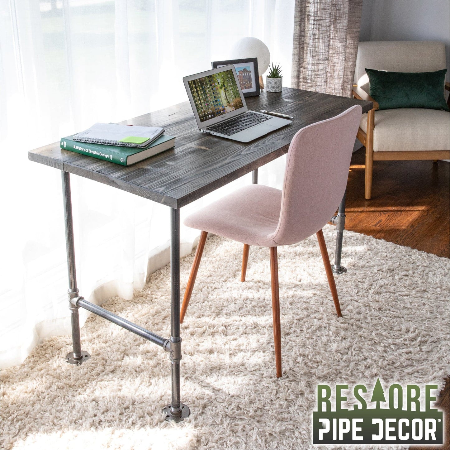 RESTORE Boulder Black Solid Wood Office Desk