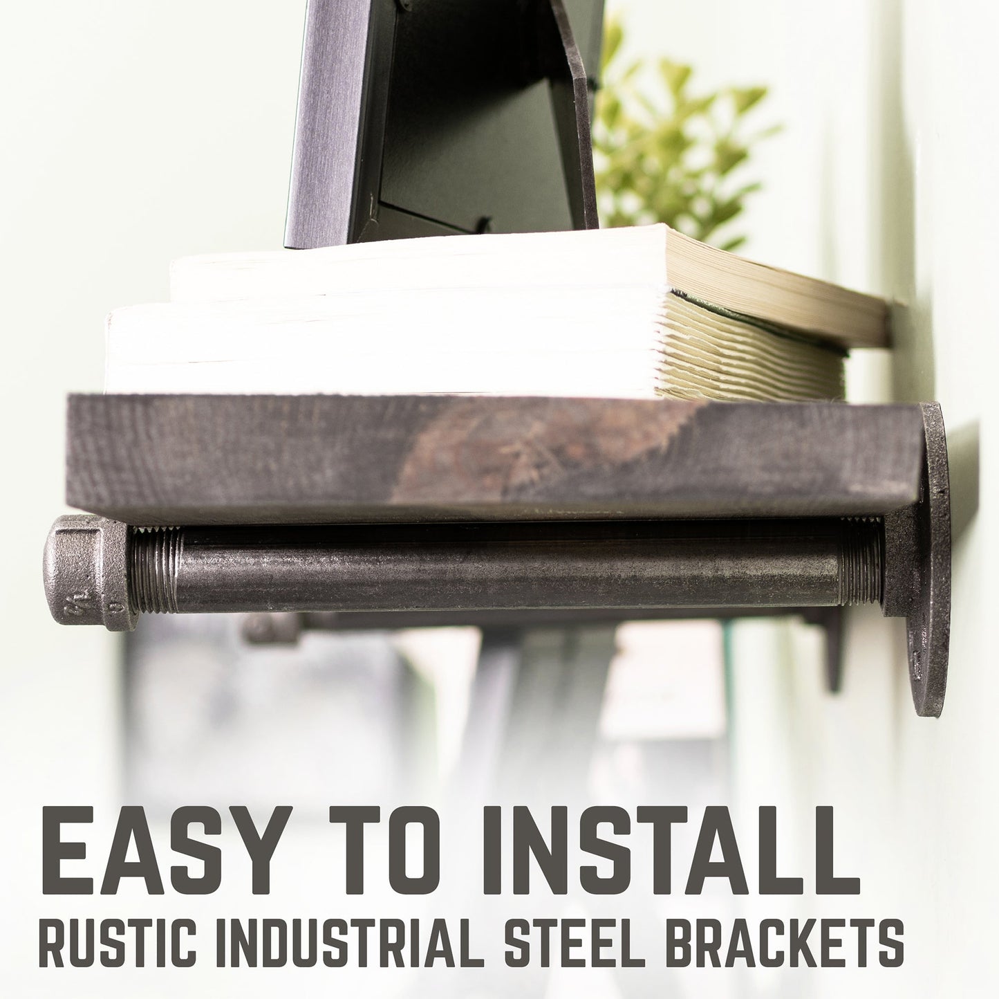 RESTORE Boulder Black 24 in. Shelves with Straight Brackets