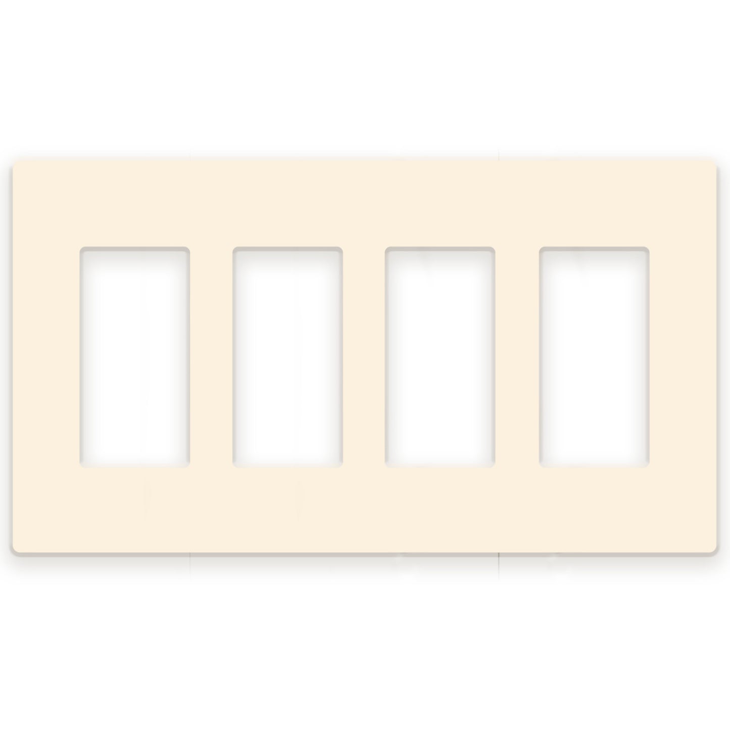 4 Gang Almond Screwless Rocker Switch Wall Plate