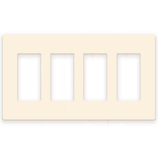 4 Gang Almond Screwless Rocker Switch Wall Plate