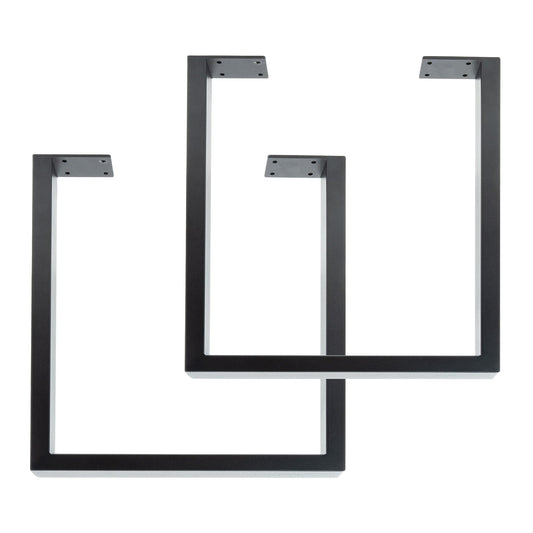 28 in. Skyline Matte Black Square Metal Landscape Dining or Desk Table Legs - 2 Pack