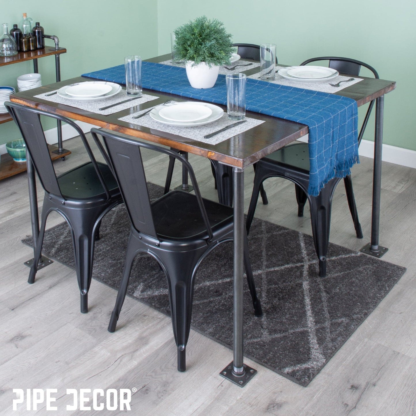 1 in. x 30 in. Square Flange Pipe Table Legs - 4 Pack