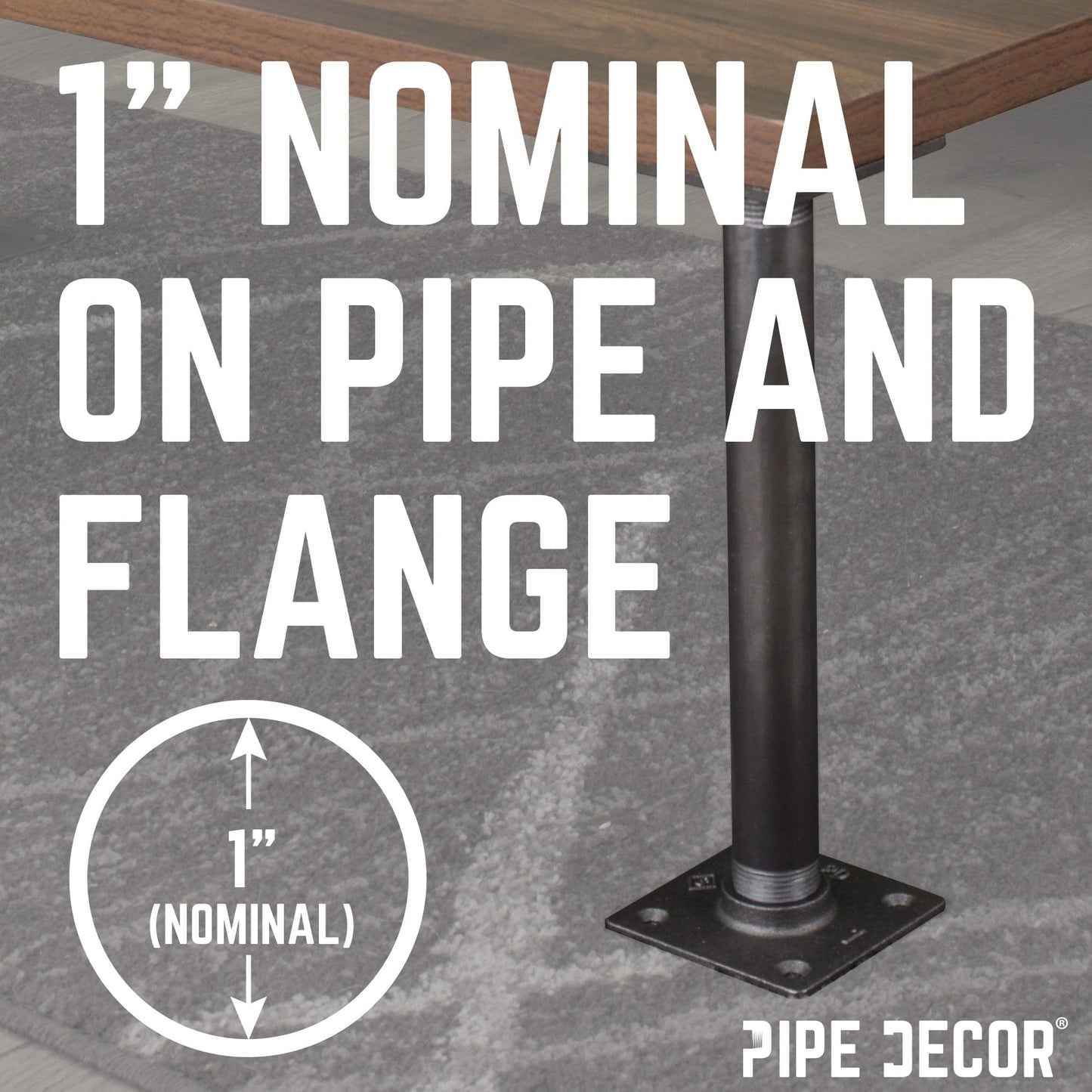 1 in. x 30 in. Square Flange Pipe Table Legs - 4 Pack