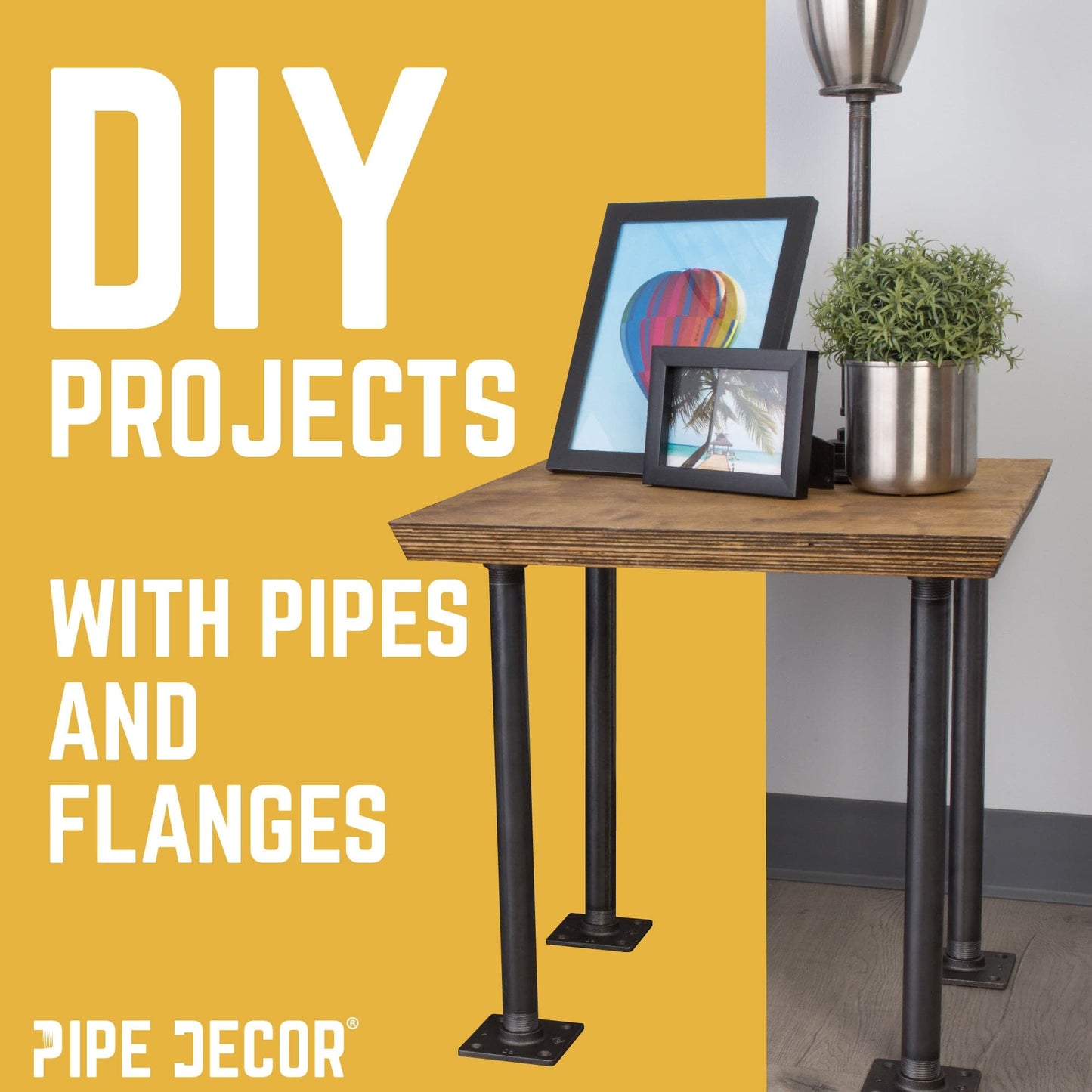 1 in. x 30 in. Square Flange Pipe Table Legs - 4 Pack