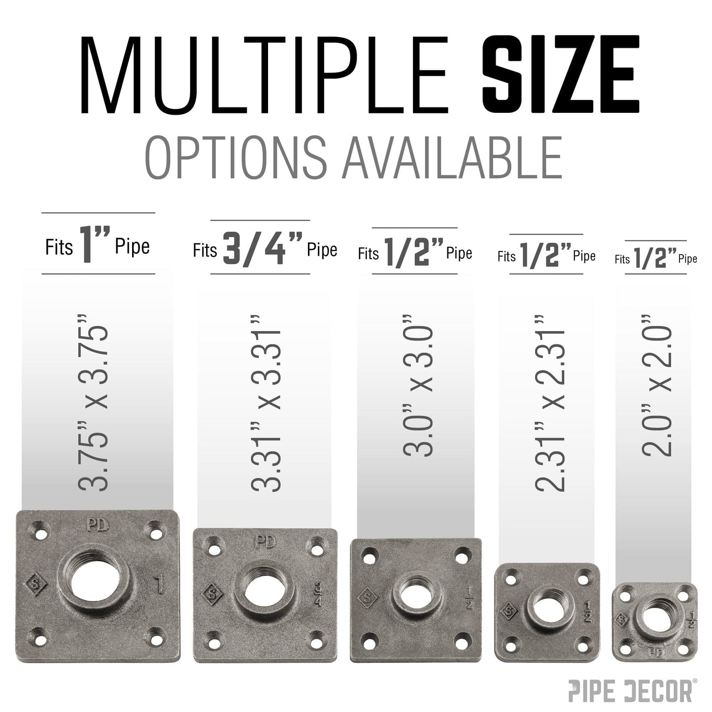 1/2 in. Black Micro Mini Square Flange (8-Pack)