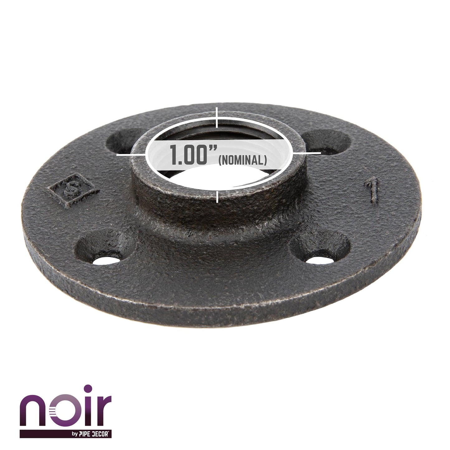 1 in. Prefinished Matte Black Floor Flange