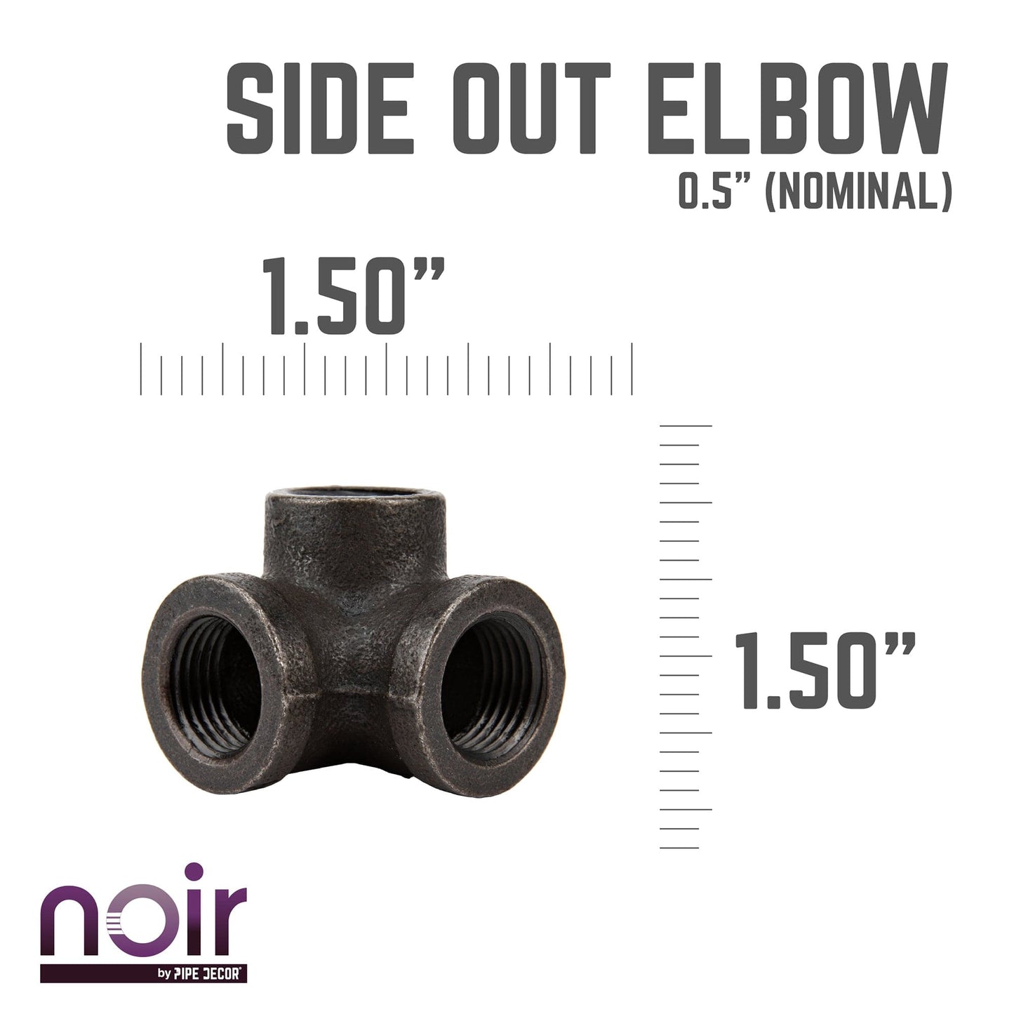 1/2 in.  Prefinished Matte Black Side Outlet Elbow