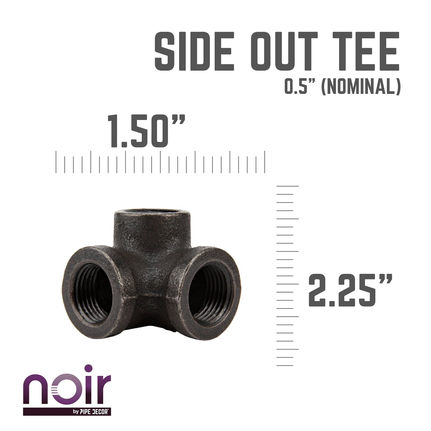 1/2 in.  Prefinished Matte Black Side Outlet Tee