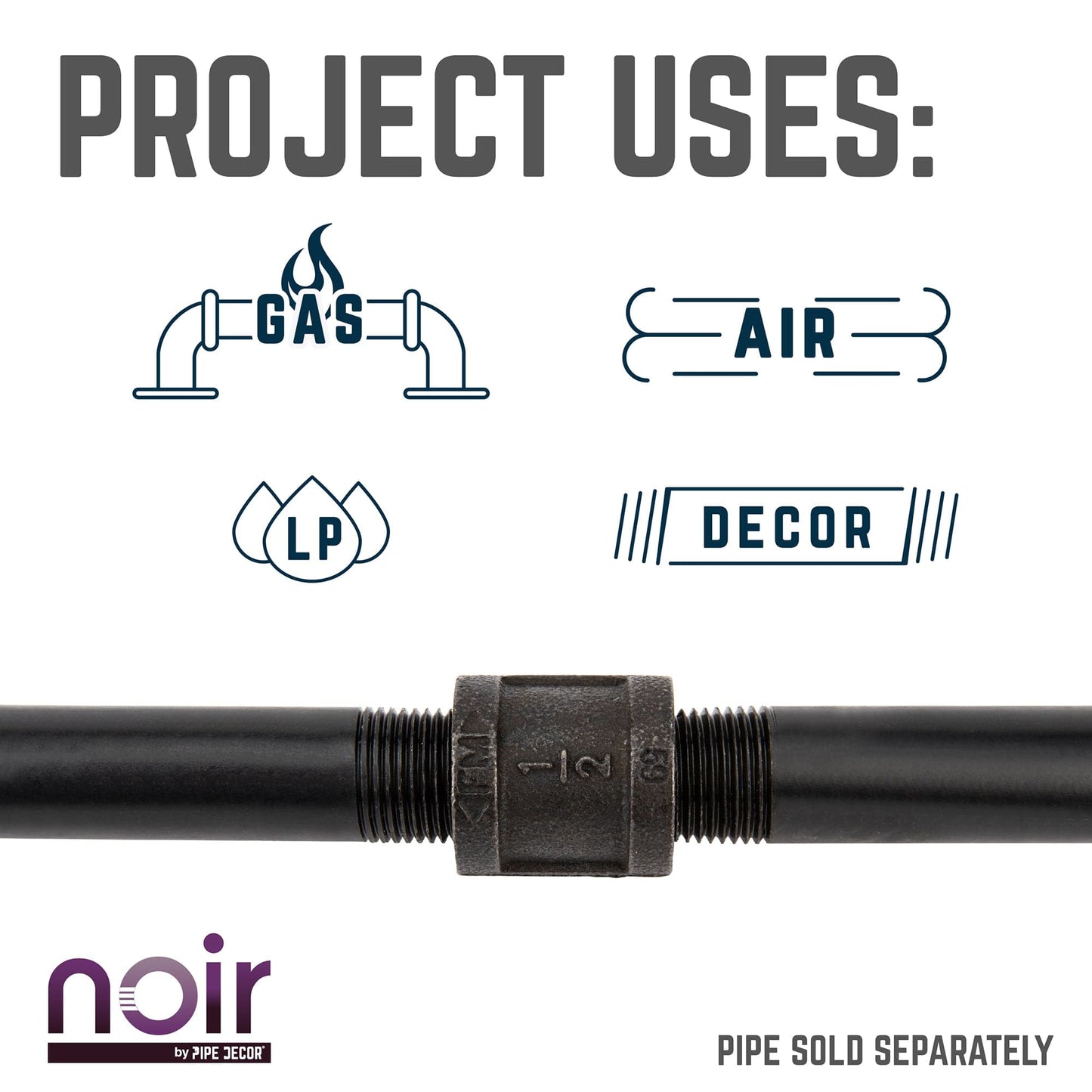 1/2 in. Prefinished Matte Black Coupling