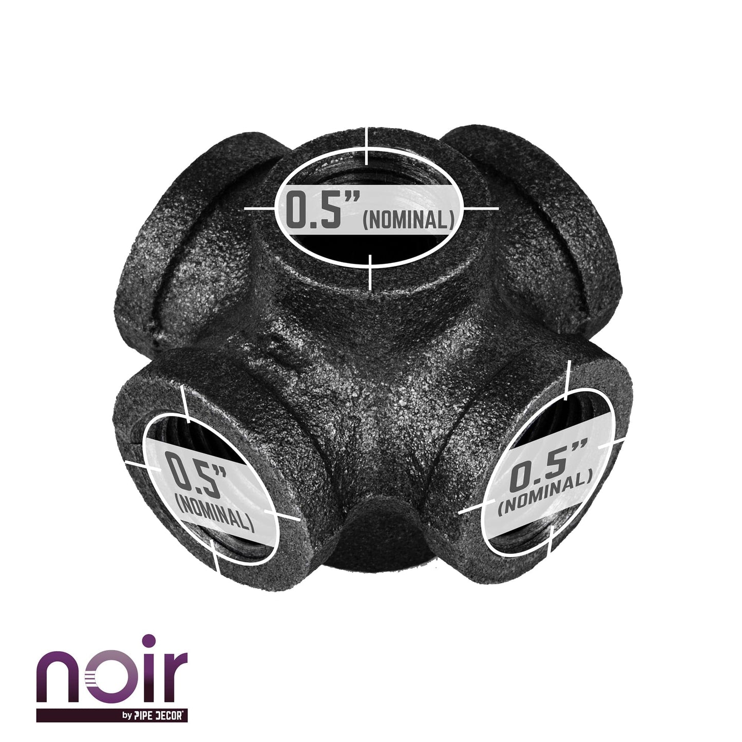 1/2 in. Prefinished Matte Black 6-Way Fitting