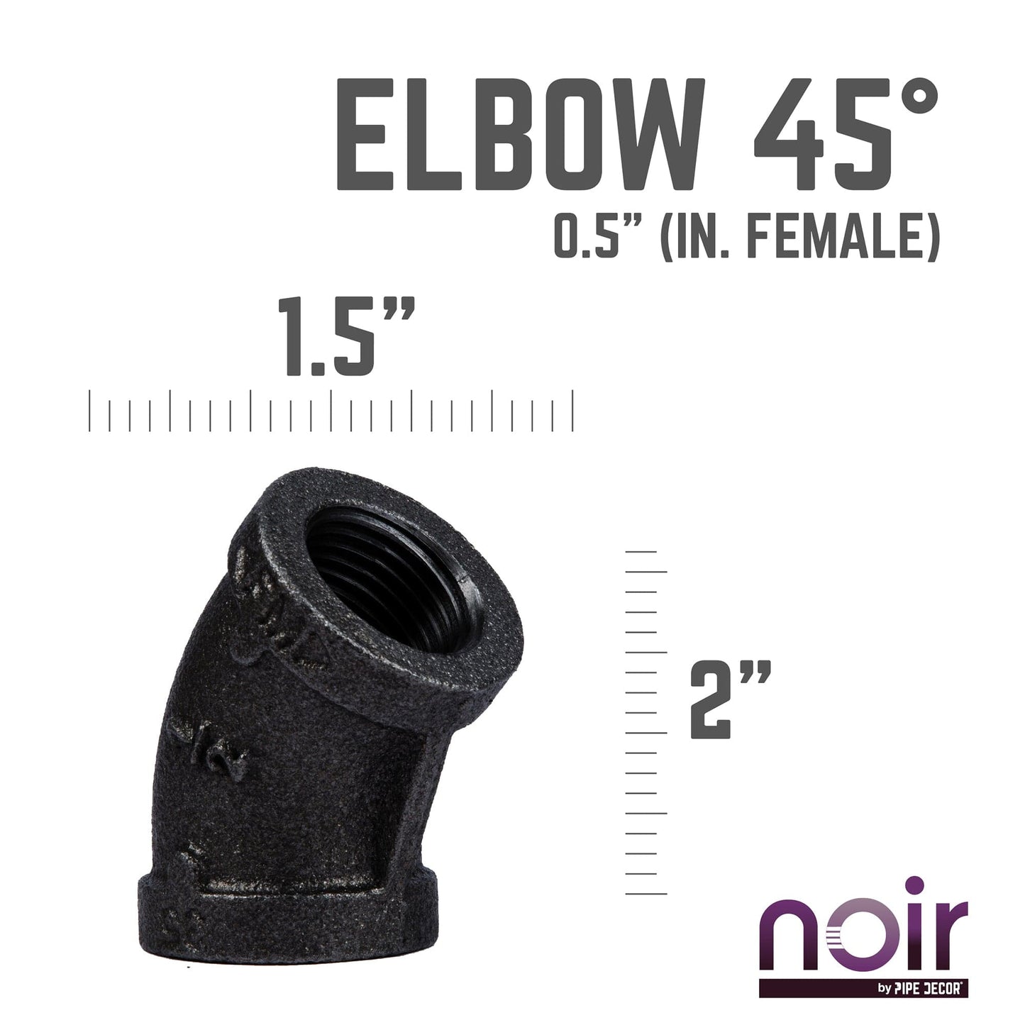 1/2 in. Prefinished Matte Black 45-Degree Elbow