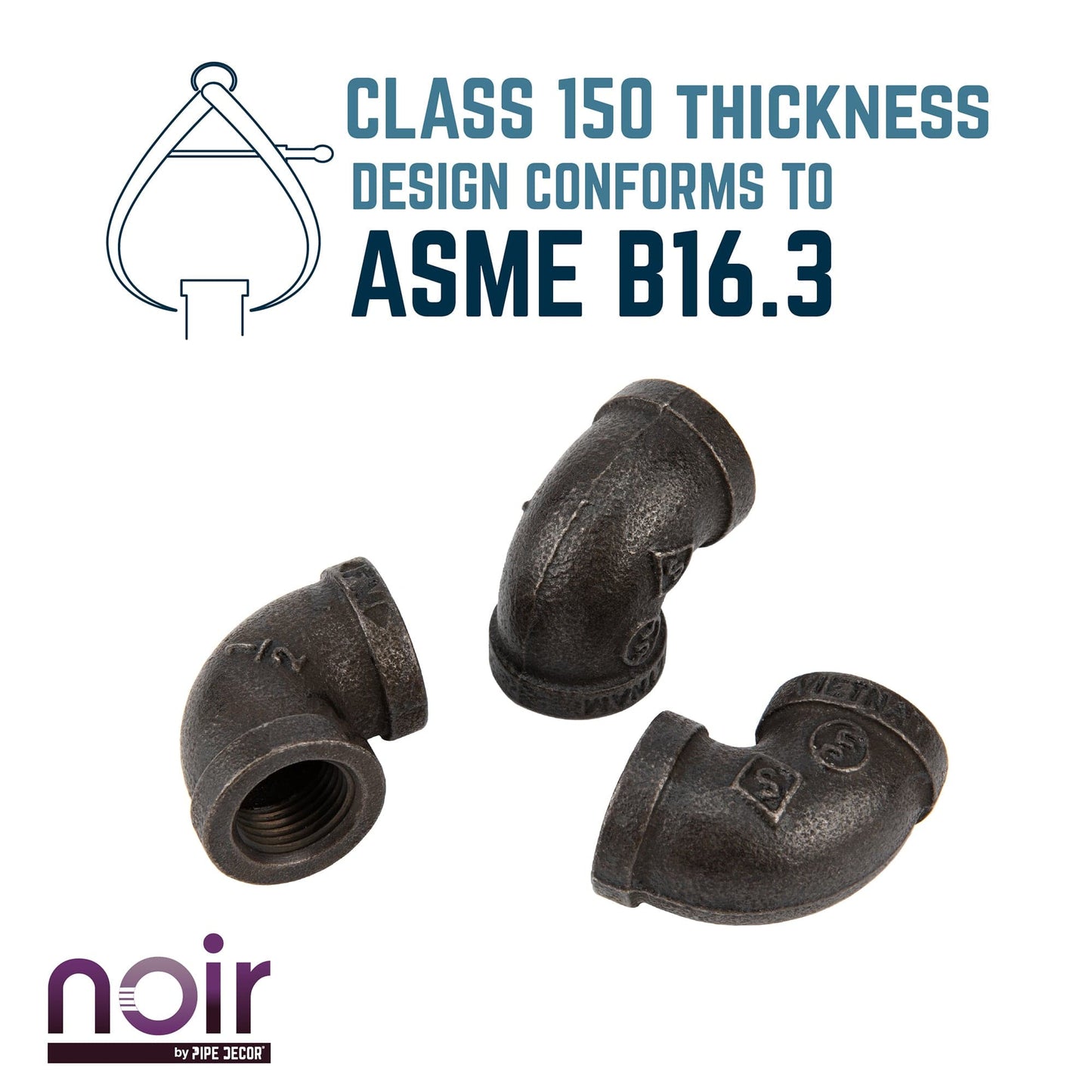 1/2 in. Prefinished Matte Black 90 Degree Elbow